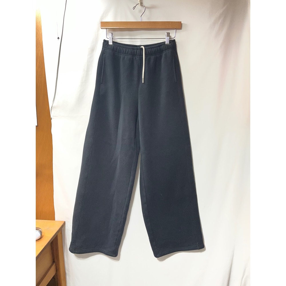 OFFLINE by Aerie Womens Black Wide Leg Fleece Sweatpants‎ XS Drawstring Pockets